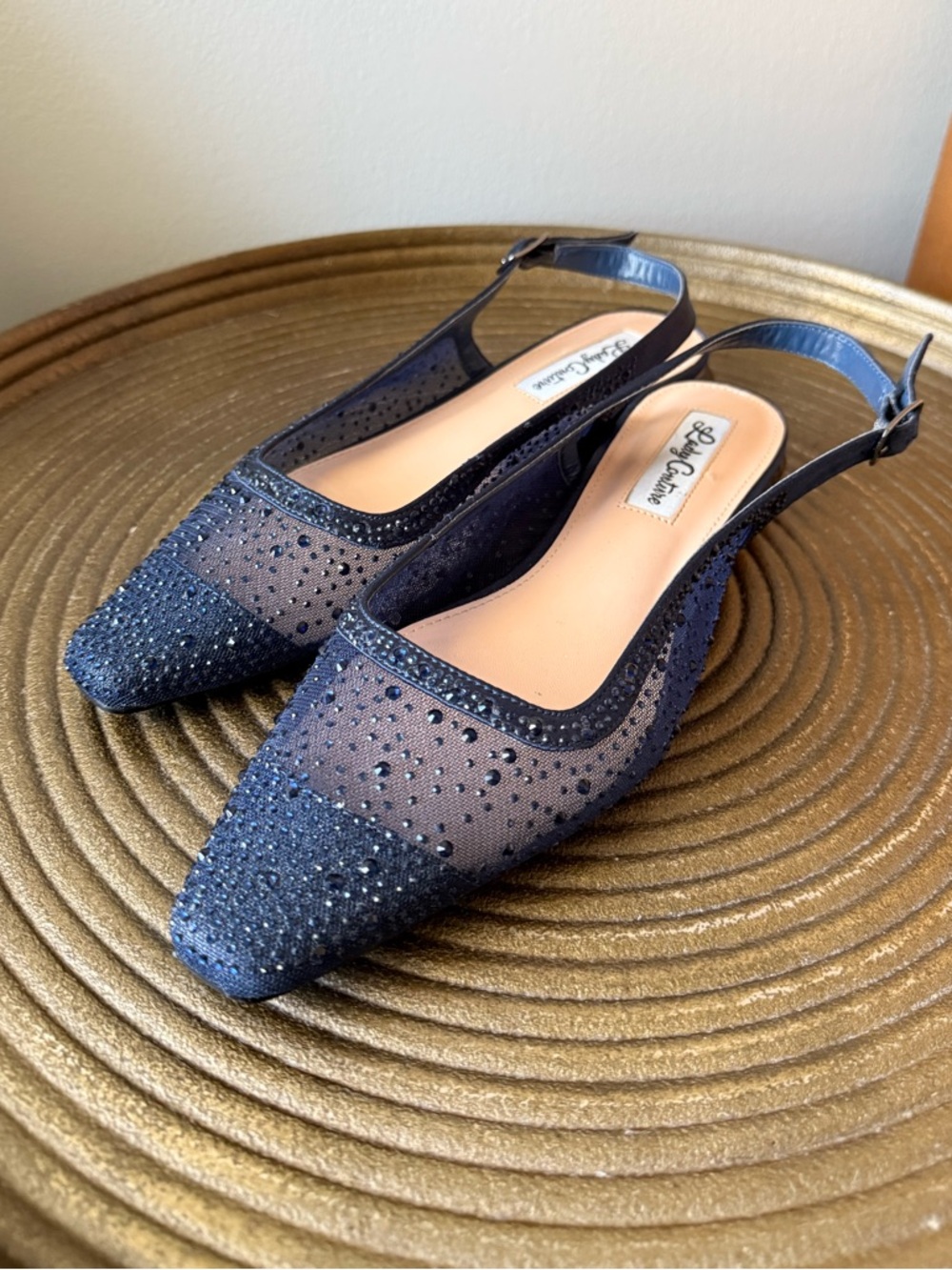 Lady Couture Kara Flat Navy Rhinestone Ballet Flats - Size 8